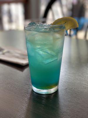 The Aegean Sea --Ouzo, gran gala, lemonade, blue caracao, and a splash of club soda