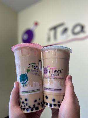 B1. Signature Boba Milk Tea and C4. Okinawa Milk Tea