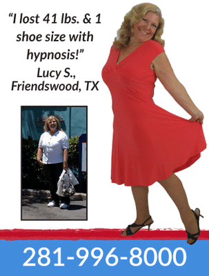 "I lost 41 lbs and 1 shoe size with hypnosis!" Lucy S., Friendswood, TX