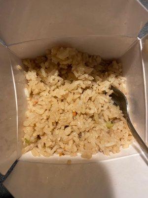 Terrible fried rice. Bland, no vegetables, literally horrible