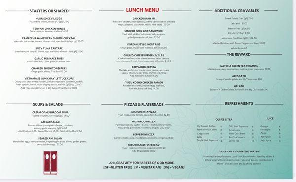 Lunch menu