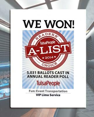 A-List Winner by Tulsa People Magazine 2012, 2013 & 2014. Also voted Best of the Best by Oklahoma Magazine 14 consecutive years.