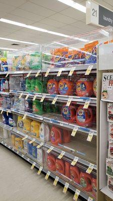 Detergent locked behind cases.