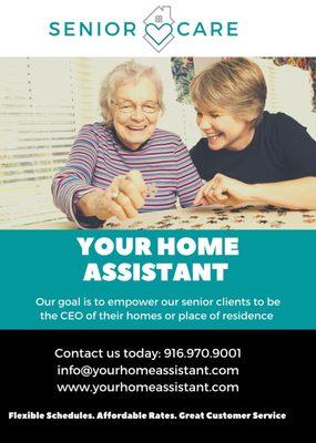 Our Seniors deserve the best care, YOUR HOME ASSISTANT is here to provide it for them!