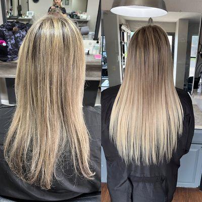 Hair extensions before/after