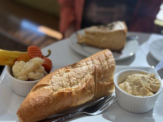 Baguette with veggies and hummus - must try! I get this every time.