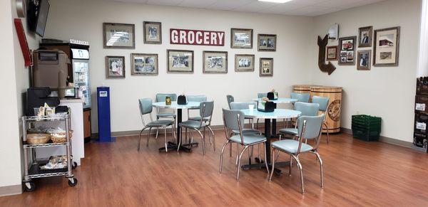 The old school diner dining area, corny but cute.