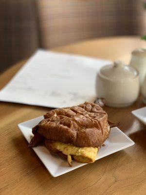 Croissant with bacon egg and cheese