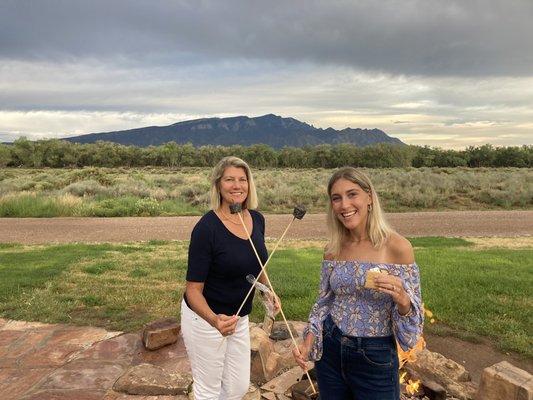 S'mores are provided free for guests every night and the fire pits also!  What a view!  We loved this place!  My two favorite people!