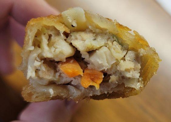 Inside the chicken egg roll