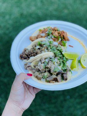 Street Tacos (each), carne Asada, Lengua, Chicken adobo.