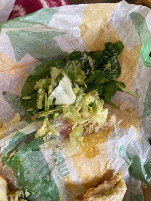 Old lettuce gave sandwich a really bad taste