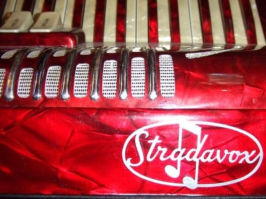 Stradavox accordian (squeeze box) displayed in the entertainment area