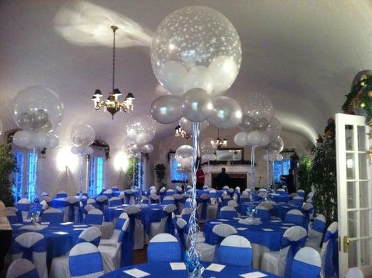 Winter balloon decor for private company party