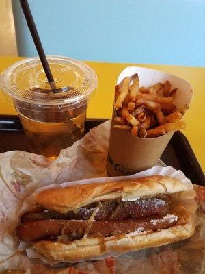 Seattle dog with fries and soda