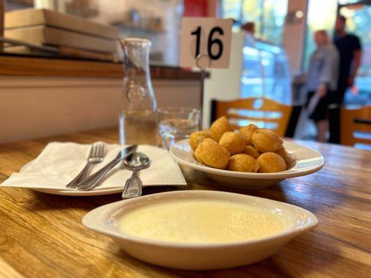 GNOCCO FRITTO Fried Puffed Bread Bites 3 cheese dipping sauce AMAZING!!!