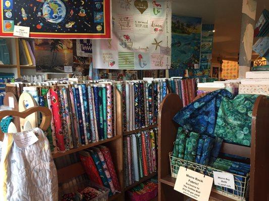 Large selection of ocean and mermaid fabrics.