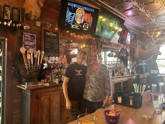 Bar area with the owners