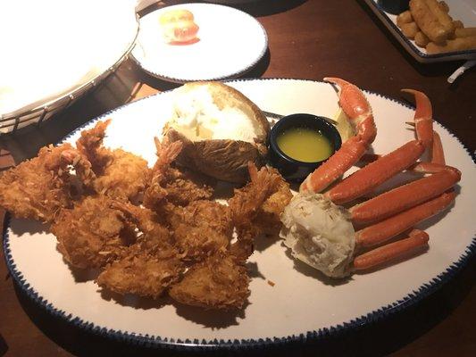 Coconut shrimp and crab legs