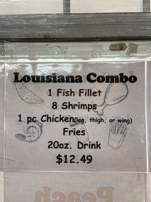 Fish, chicken, shrimp, fries, and drink, if you haven't been here yet, this would be a great choice as a sampler.