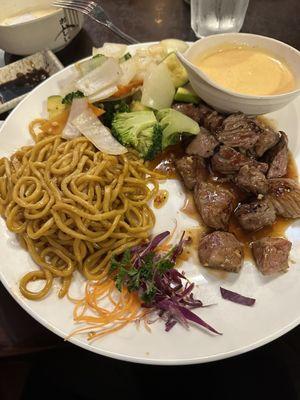 Steak hibachi with noodles