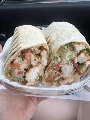 Blackened Chicken Caesar wrap (added tomato)