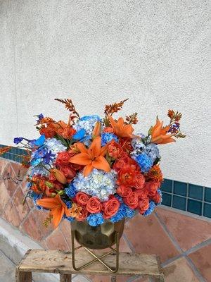 Orange and blue bouquet