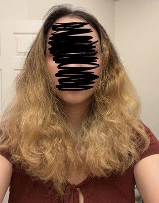 Uneven haircut and wrong hair tone