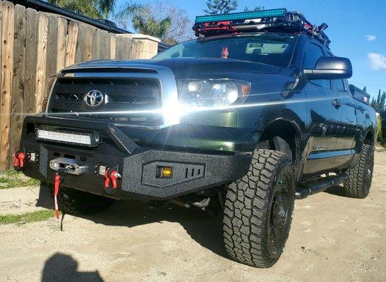 suspension lift, and roof rack and lights. that are the best.