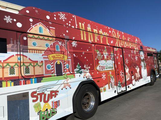 City of Norwalk Stuff-A-Bus charity full transit bus wrap. Happy Holidays!