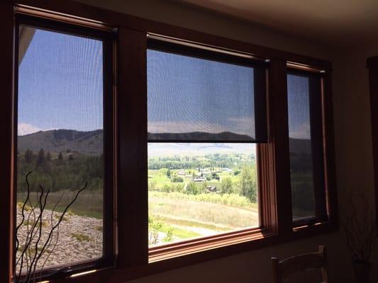 Solar shades are a very popular option for cutting out the glare and heat gain while maintaining your amazing views!