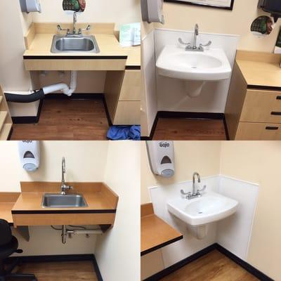 Before and after handicap sink project for Walmart stores.