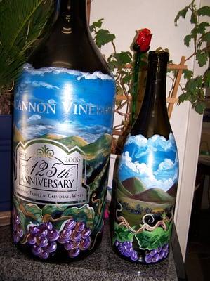 Handpainted wine bottles for the Annual Charity Wine Auction