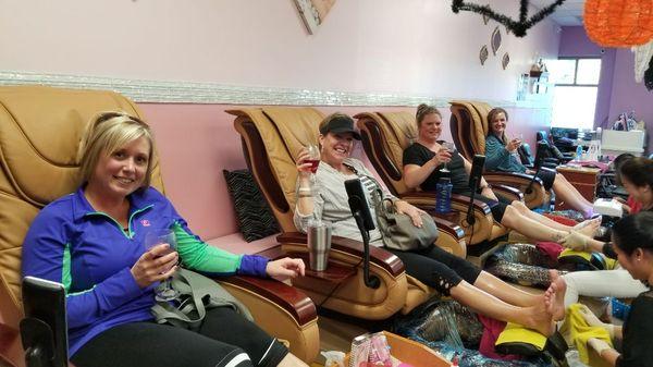 Sara and her friends at Diamond Nails & Spa.