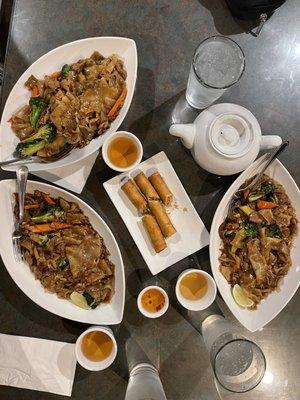 Beef and pork Pad Se Ew and pork Egg Rolls