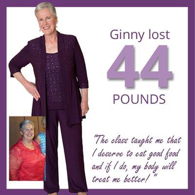 Ginny lost 44 pounds and overcame yo-yo dieting with Nutrition 4 Weight Loss.