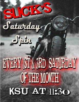 Every 1st and 3 rd Saturday from May until September!  Come ride with us