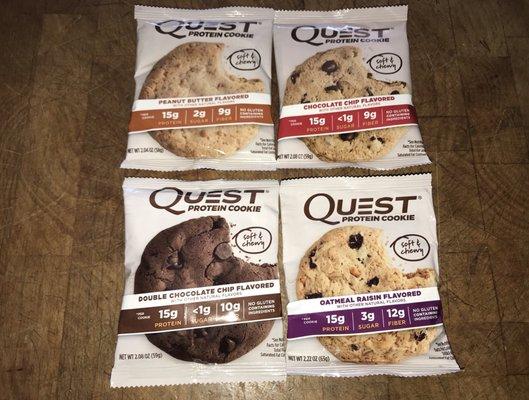 Quest Protein Cookies (Peanut Butter, Chocolate Chip, Double Chocolate Chip & Oatmeal Raisin)