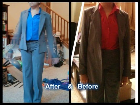 The Grey suit before and after!