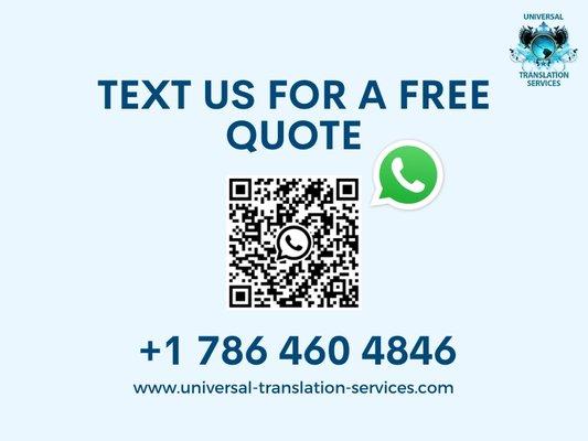 Got questions or need a translation quote? Scan the QR code with your mobile phone and shoot us a message on WhatsApp. Available 24.7.