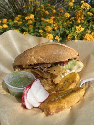 Chilaquile Torta w/ plantains