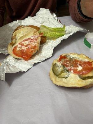 Spicy Chicken Sandwich Combo - buns were dry and crumbly, tomato mushy, when did they start coming with pickles????