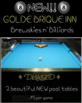 New Diamond pool tables! Come get your game on!!