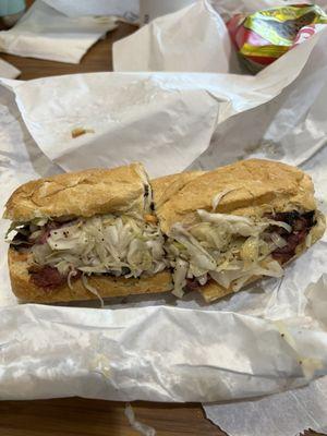 My combo sub: corned beef/ pastrami/ slaw, etc.  yum!