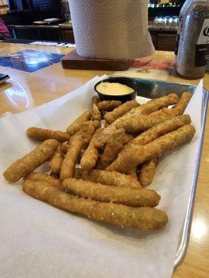 Appetizer - Fried green beans w/Southwestern sauce that has a twinge of horseradish.