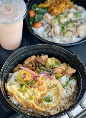 soy garlic chicken plate + filipino cantaloupe juice