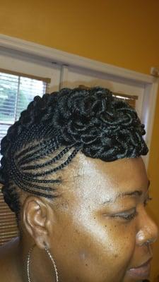 cornrows 
updo