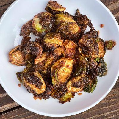 Fried Brussels with Bacon Balsamic