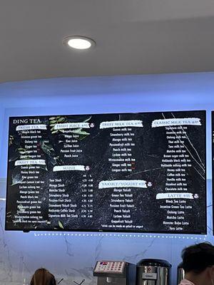 Menu as of 2021 October