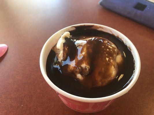 This is my hot fudge sundae at Dunkin Donuts in Palm Harbor.